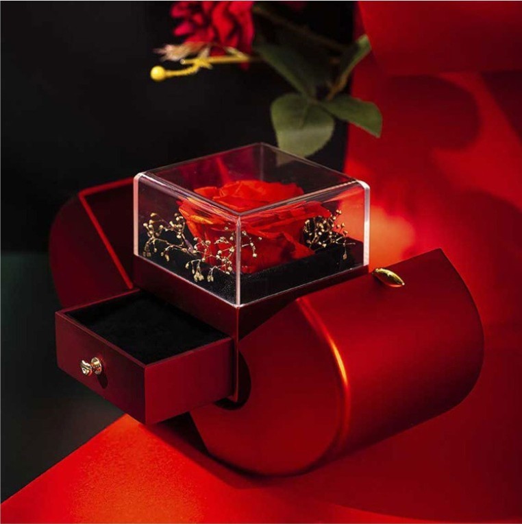 Fashion Jewelry Box Red Apple Gift Necklace Eternal Rose