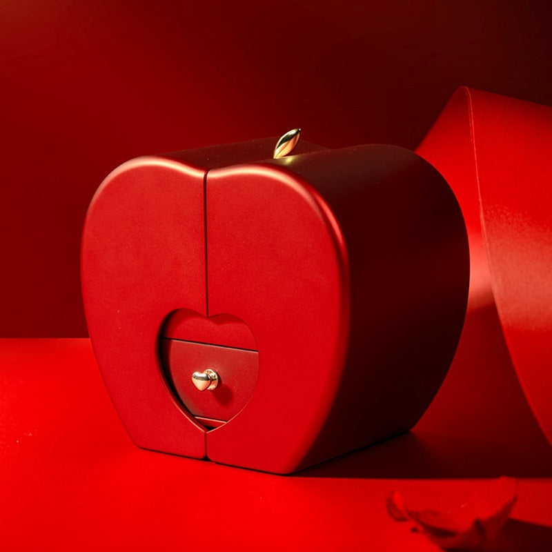 Fashion Jewelry Box Red Apple Gift Necklace Eternal Rose