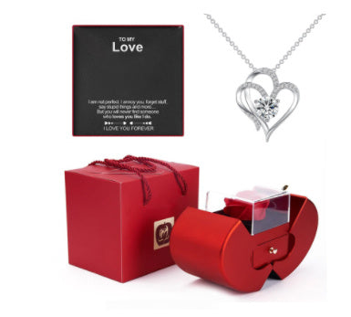 Fashion Jewelry Box Red Apple Gift Necklace Eternal Rose