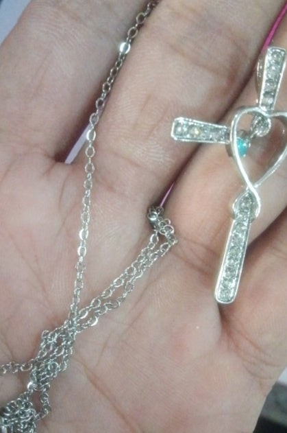 Infinity Love God We Trust Christian Cross Birthstone Crystal Pendant Necklace Jewelry