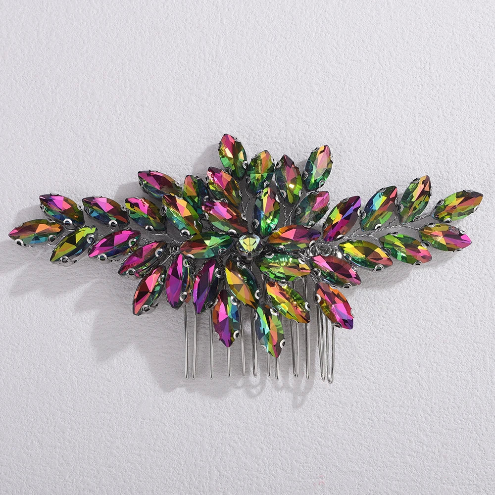 Trendy Rhinestone Bridal Bride Hair Comb Handmade Wedding Side Hair Comb Accessories Party Hair Piece for Women and Girl Jewelry