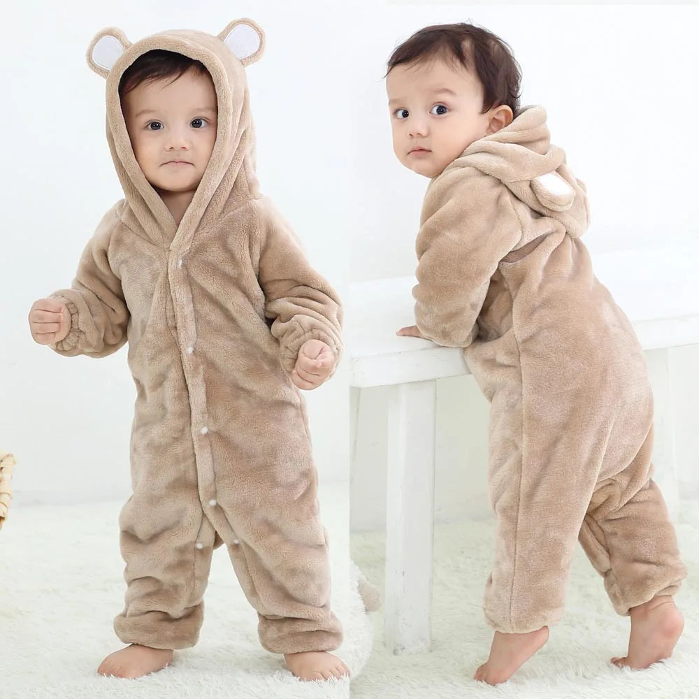 Baby Clothes Winter Pajamas Flannel Thermal Pijamas for Toddler Kids Boys Girls Squirrel Cow Onesies Infant Jumpsuit Pyjamas