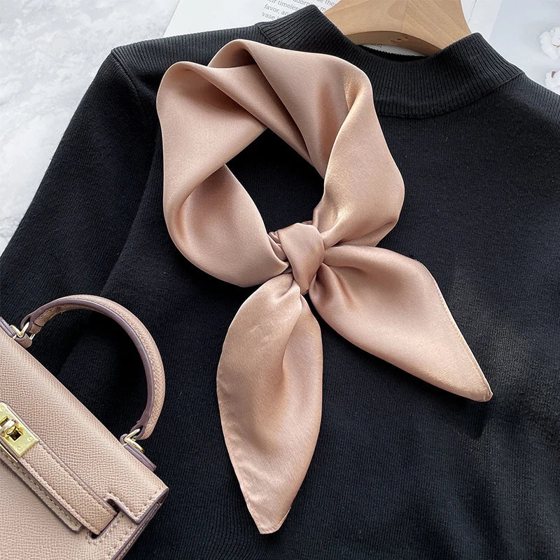 70Cm 100% Mulberry Silk Scarf Women Square Scarves Bandana Wrap Kerchief Mulberry Spring Fashion Luxury Headband Hijab Shawls