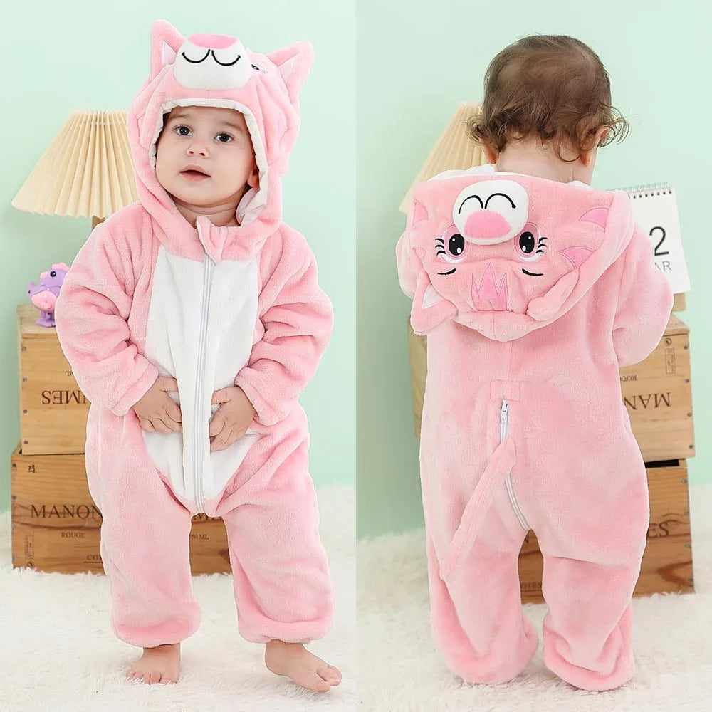 Baby Clothes Winter Pajamas Flannel Thermal Pijamas for Toddler Kids Boys Girls Squirrel Cow Onesies Infant Jumpsuit Pyjamas