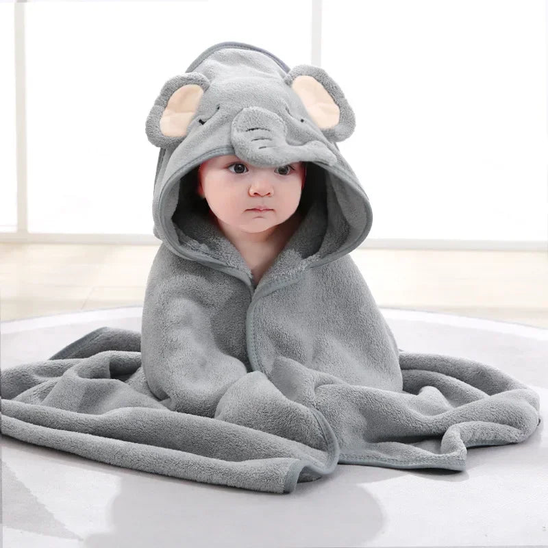 Cartoon Animal Baby Hooded Bath Towels Toddler Bathrobe Warm Sleeping Swaddle Wrap for Boys Girls Newborn Soft Towel Blanket