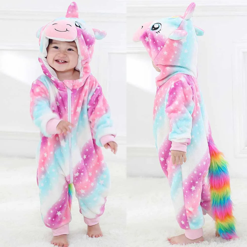 Baby Clothes Winter Pajamas Flannel Thermal Pijamas for Toddler Kids Boys Girls Squirrel Cow Onesies Infant Jumpsuit Pyjamas