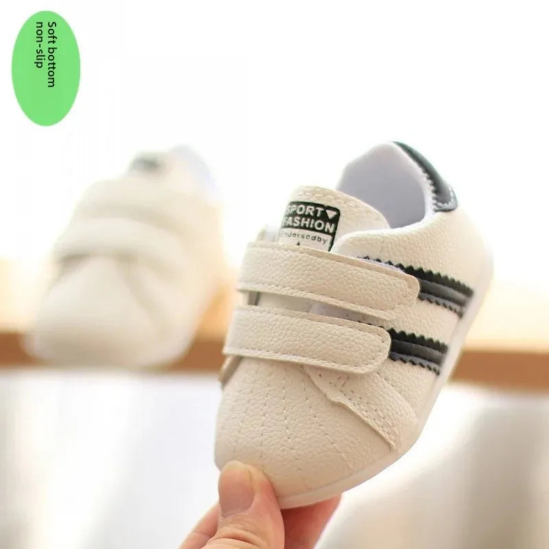 Baby Step Shoes Soft Bottom Anti-Slip 0-1 Year Old Toddler Learning to Walk White Sneakers Breathable Comfortable Infant Footwea