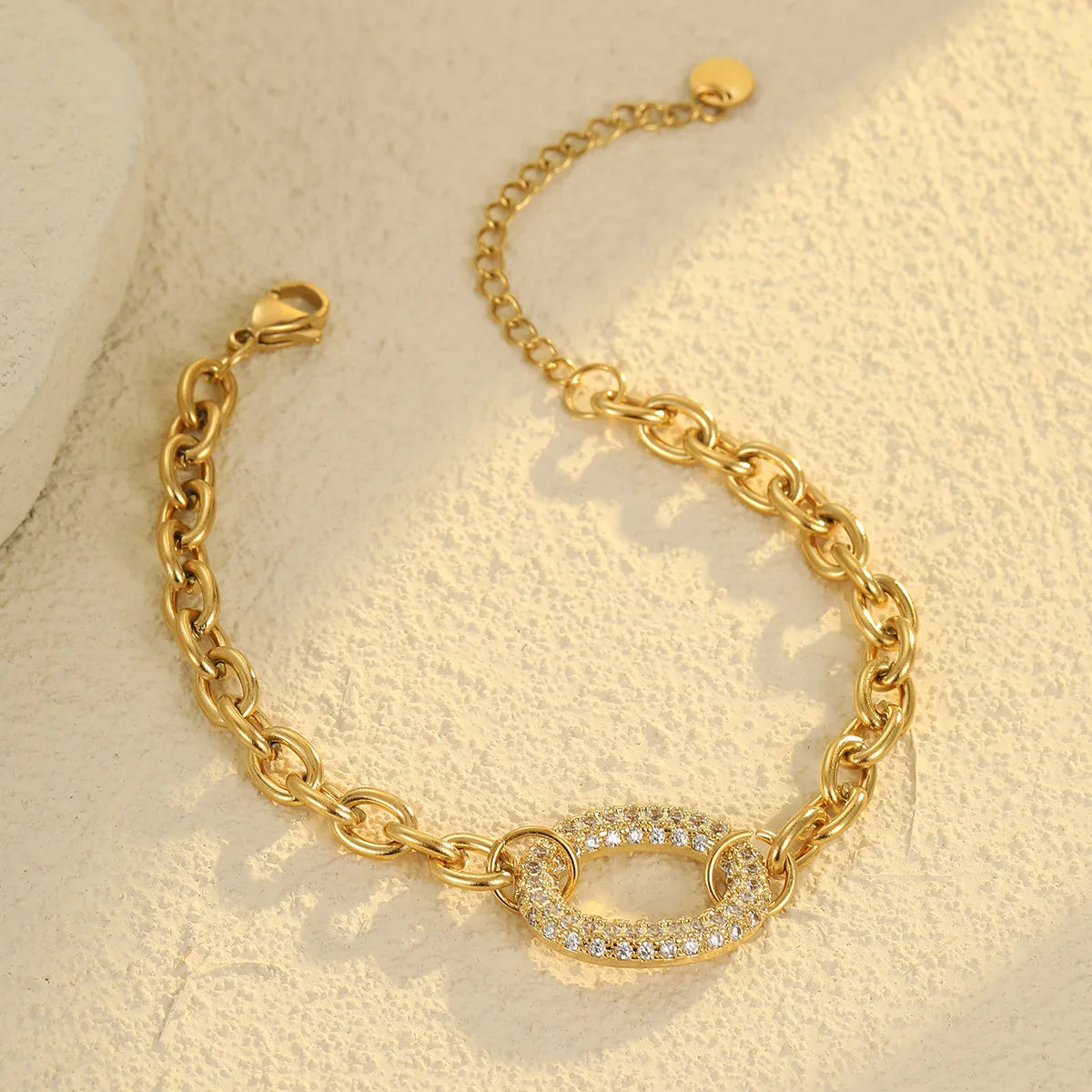 Trendy18k Gold Plated Stainless Steel Bracelet Pave Setting Clear Zircon Fashion Star Woman Jewelry Party Gift Elegant  Bangles