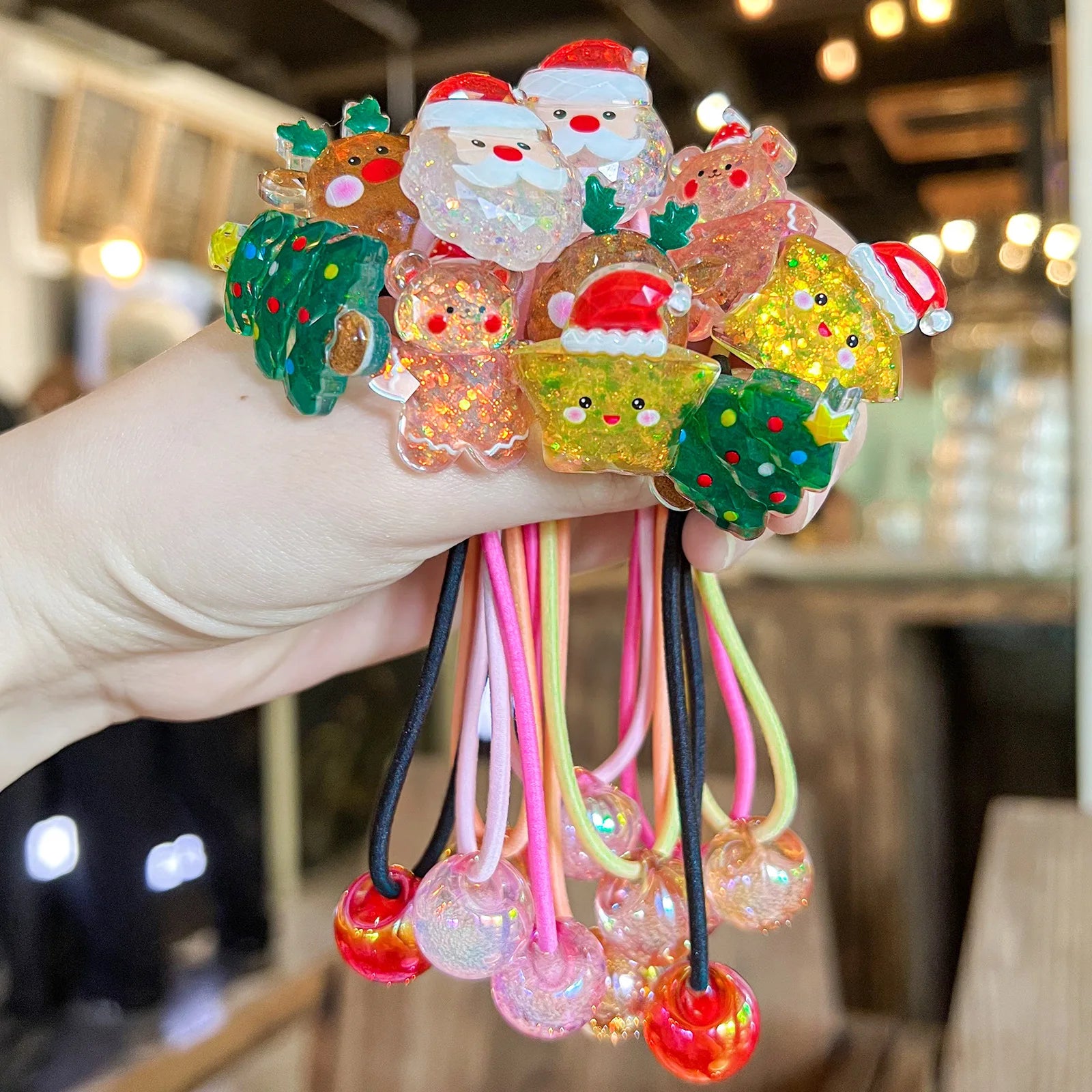 2/5 Pcs Cute Christmas Tree Princess Elastic Hair Bands Kids Hair Accessories Girls Hair Ropes Princess Headwear for Children