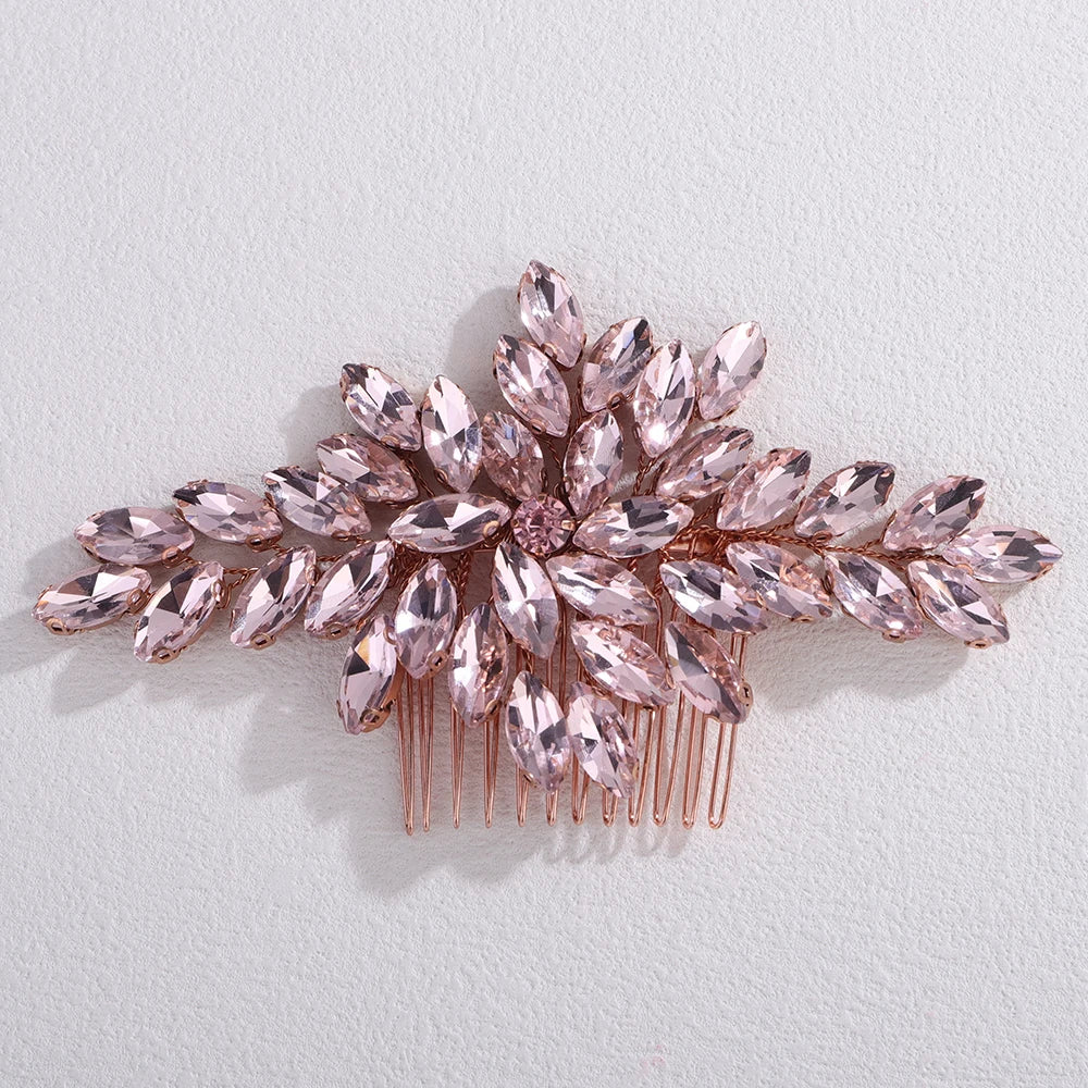 Trendy Rhinestone Bridal Bride Hair Comb Handmade Wedding Side Hair Comb Accessories Party Hair Piece for Women and Girl Jewelry