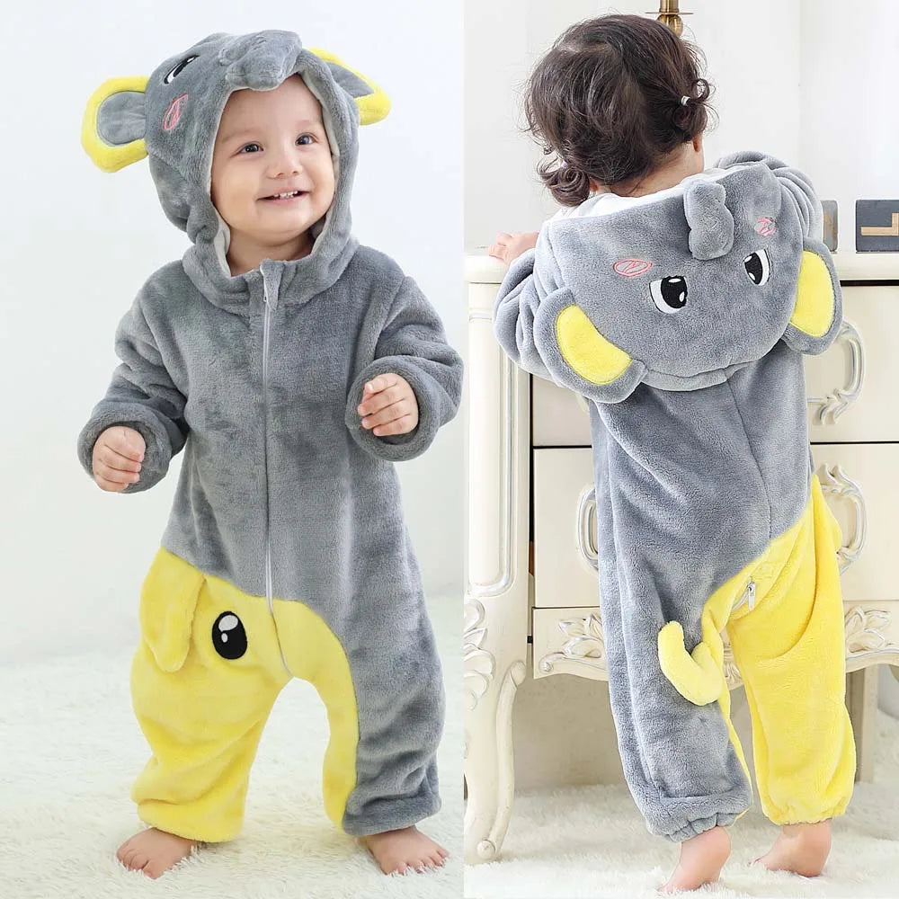 Baby Clothes Winter Pajamas Flannel Thermal Pijamas for Toddler Kids Boys Girls Squirrel Cow Onesies Infant Jumpsuit Pyjamas
