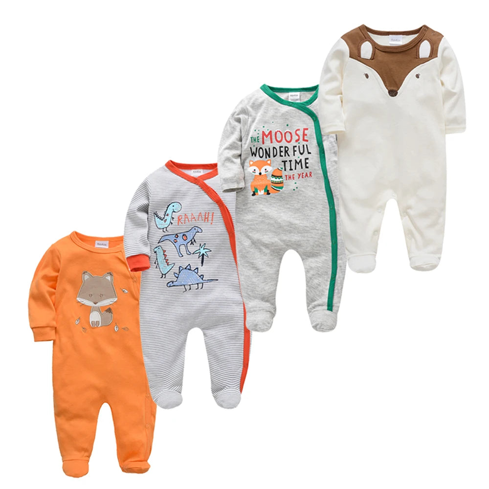 3/4 Pcs a lot Kavkas Baby Boy Rompers Newborn Cotton Girls Clothes Long Sleeve Summer Soft Jumpsuit O-neck 0-12m Onesie Clothing
