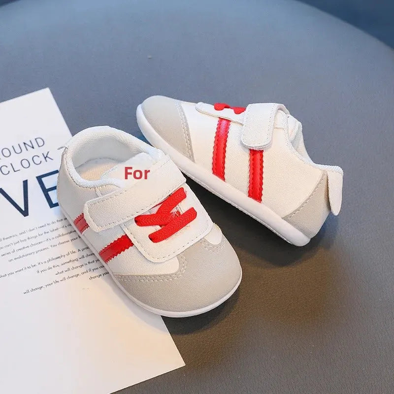 Baby Step Shoes Soft Bottom Anti-Slip 0-1 Year Old Toddler Learning to Walk White Sneakers Breathable Comfortable Infant Footwea