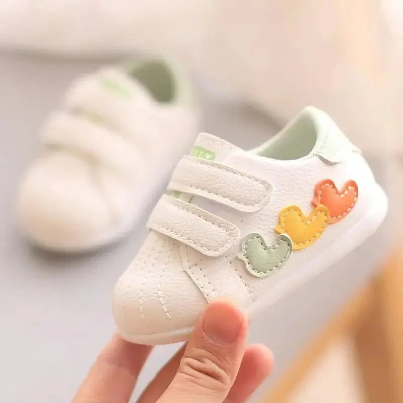 Baby Step Shoes Soft Bottom Anti-Slip 0-1 Year Old Toddler Learning to Walk White Sneakers Breathable Comfortable Infant Footwea