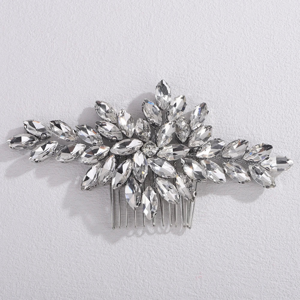 Trendy Rhinestone Bridal Bride Hair Comb Handmade Wedding Side Hair Comb Accessories Party Hair Piece for Women and Girl Jewelry