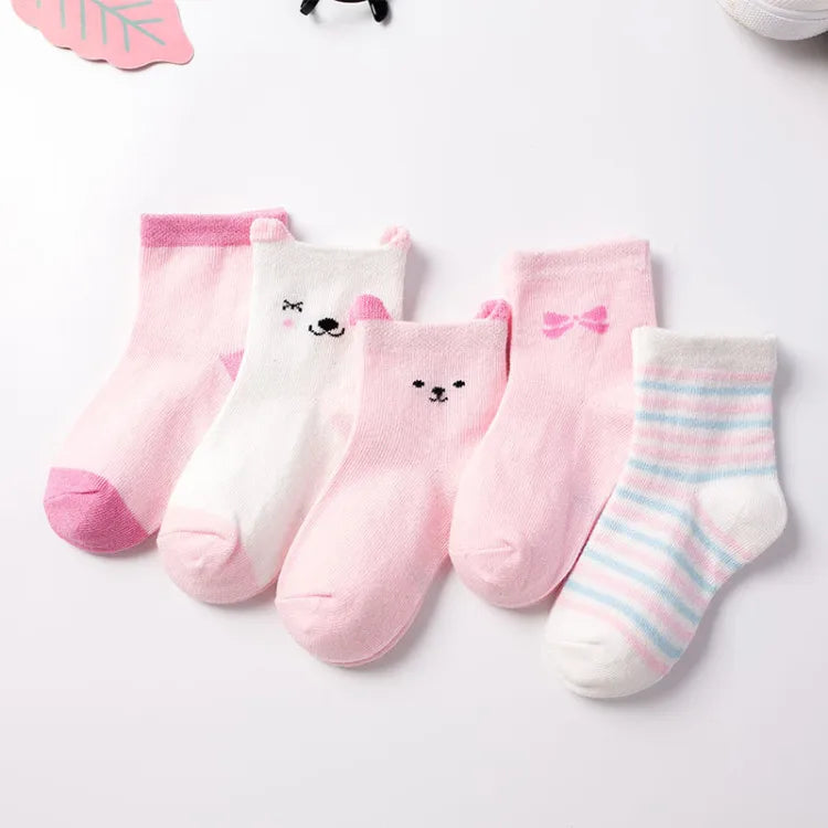 5 Pairs/Lot Kids Soft Cotton Socks Boy Girl Baby Infant Fashion Stripe Warm For Autumn Winter 0-6 Years Children Cartoon Sock