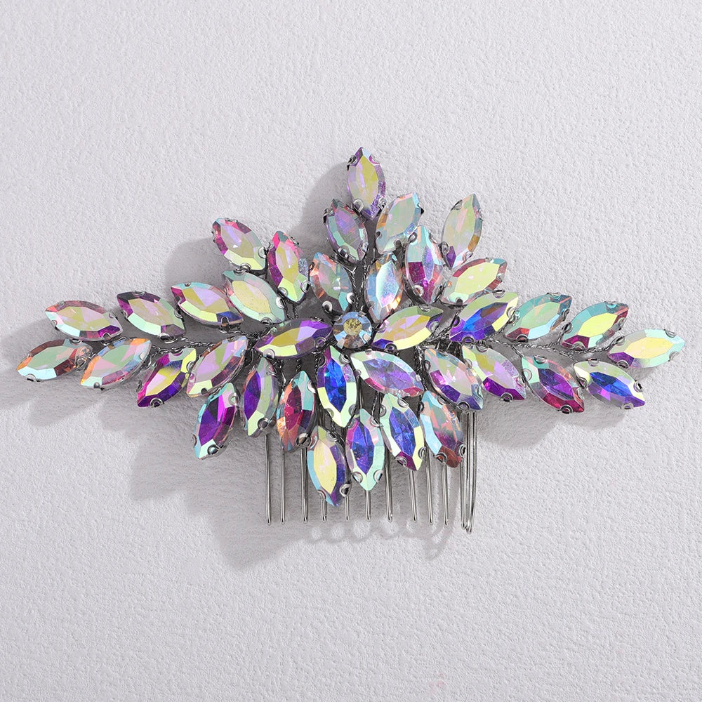 Trendy Rhinestone Bridal Bride Hair Comb Handmade Wedding Side Hair Comb Accessories Party Hair Piece for Women and Girl Jewelry