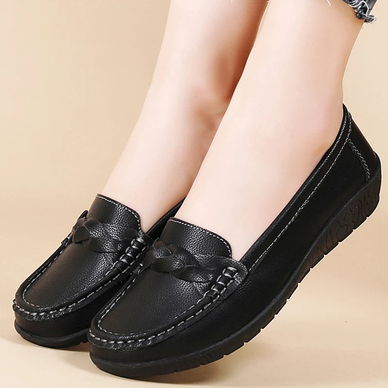 Women Shoes Soft Leather Women's Loafer 2025 New Flats Slip On Casual Shoes Flat Shoes Women White Footwear Zapatos De Mujer