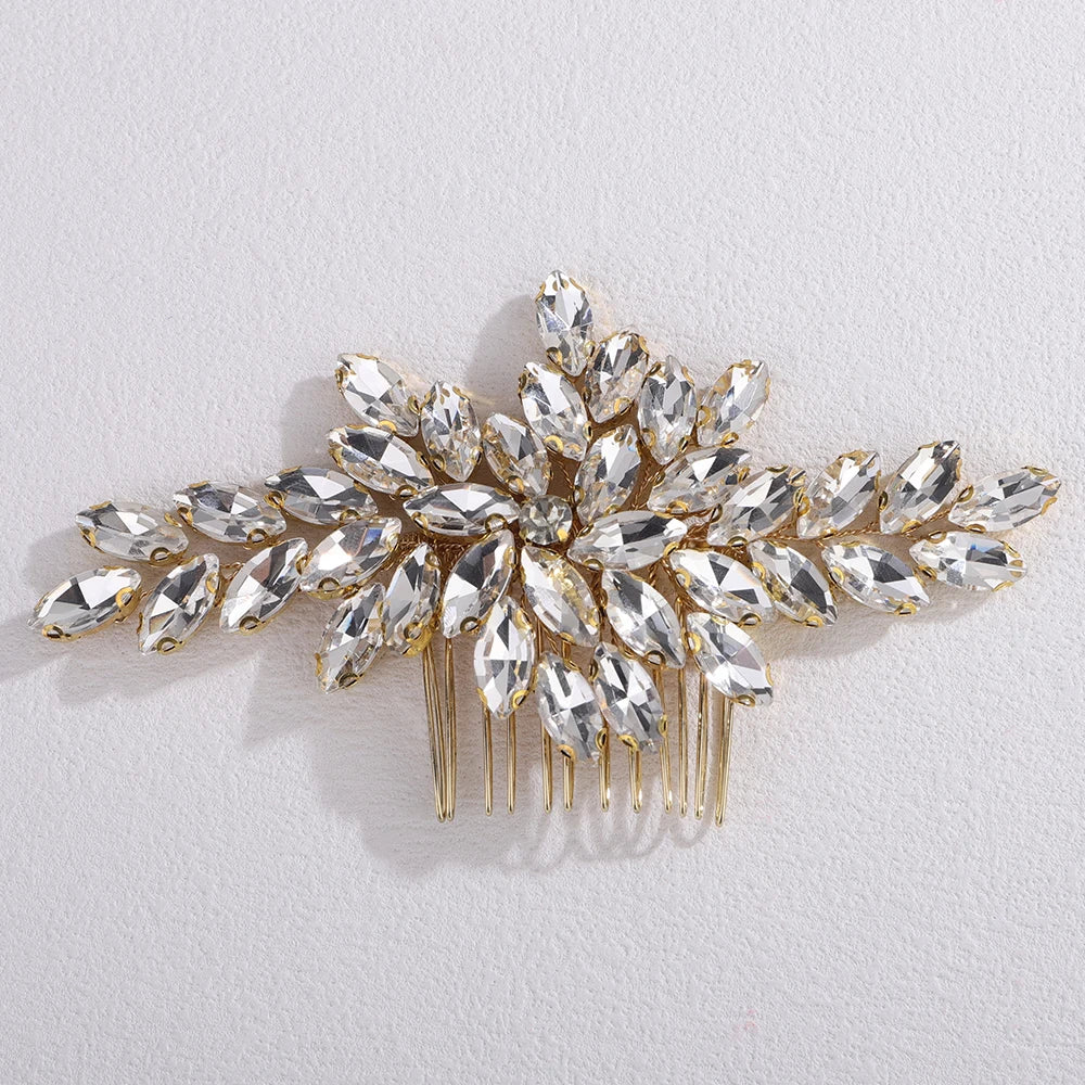 Trendy Rhinestone Bridal Bride Hair Comb Handmade Wedding Side Hair Comb Accessories Party Hair Piece for Women and Girl Jewelry