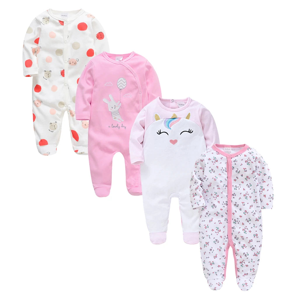 3/4 Pcs a lot Kavkas Baby Boy Rompers Newborn Cotton Girls Clothes Long Sleeve Summer Soft Jumpsuit O-neck 0-12m Onesie Clothing