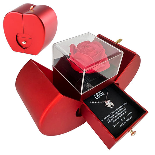 Fashion Jewelry Box Red Apple Gift Necklace Eternal Rose