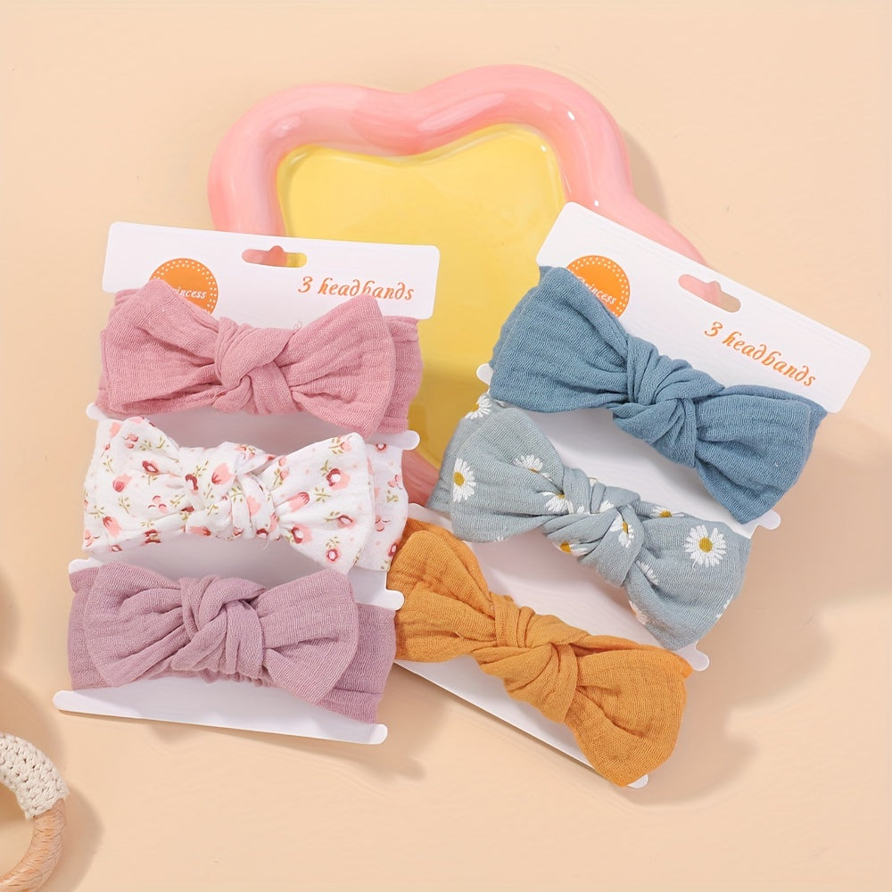 Darbiny 3pcs Cute Bunny Ear Bow Headbands for Girls  Soft Polyester Perfect for Everyday  Casual Wear